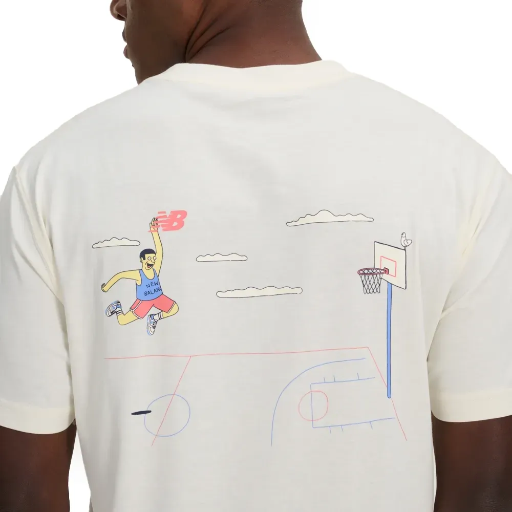 New Balance Camiseta MT51934B-SST M ATHLETICS HOOPS Off White Algodao -5-